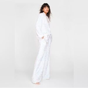 Nasty Gal premium sequined, wide, leg pants, white size US 6